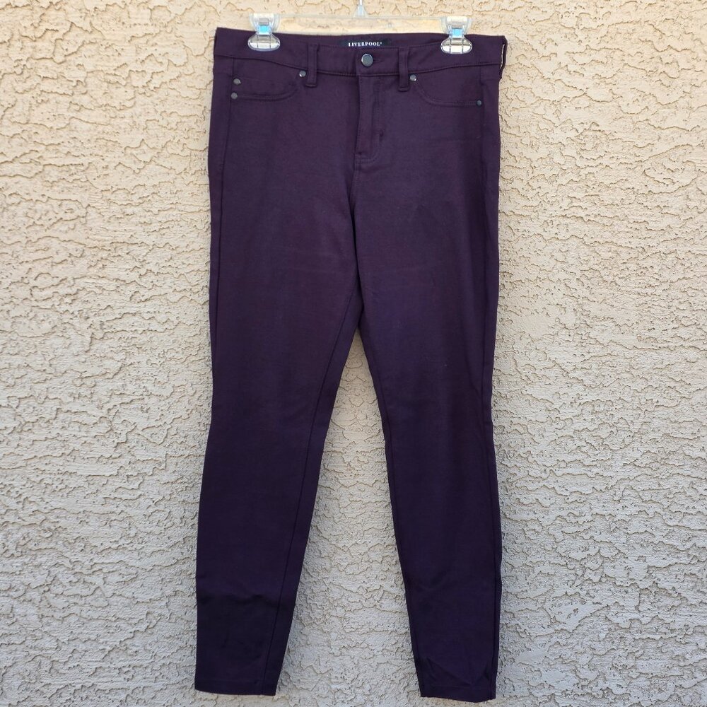Liverpool Jeans Co Cropped Ankle Pants Leggings Women Size 8 Dark Maroon